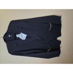 I.N.C. INTERNATIONAL CONCEPTS WOMENS BRAID-TRIM NOTCH-COLLA DEEP BLACK XL